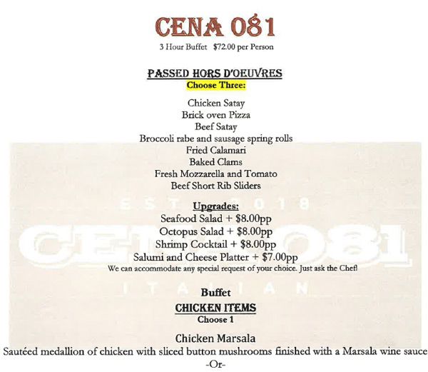 Cena 081 - Buffet Menu