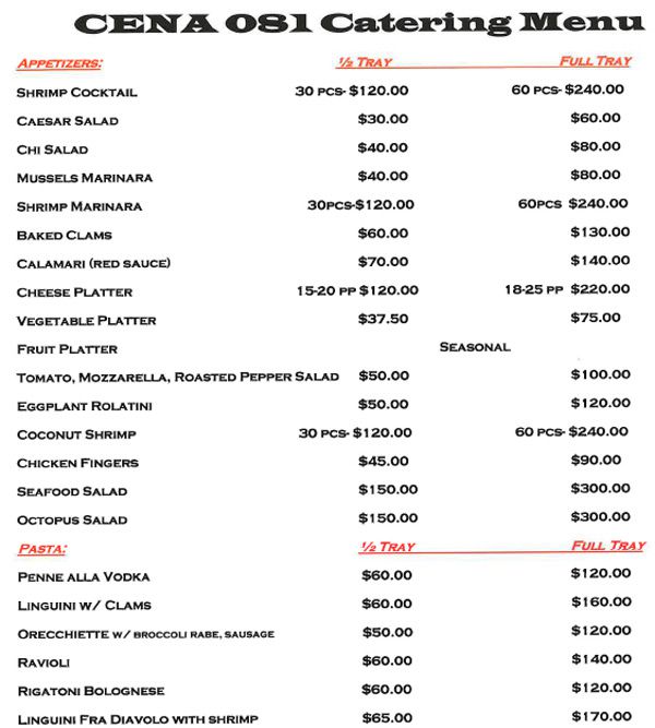 Cena 081 - Catering Menu