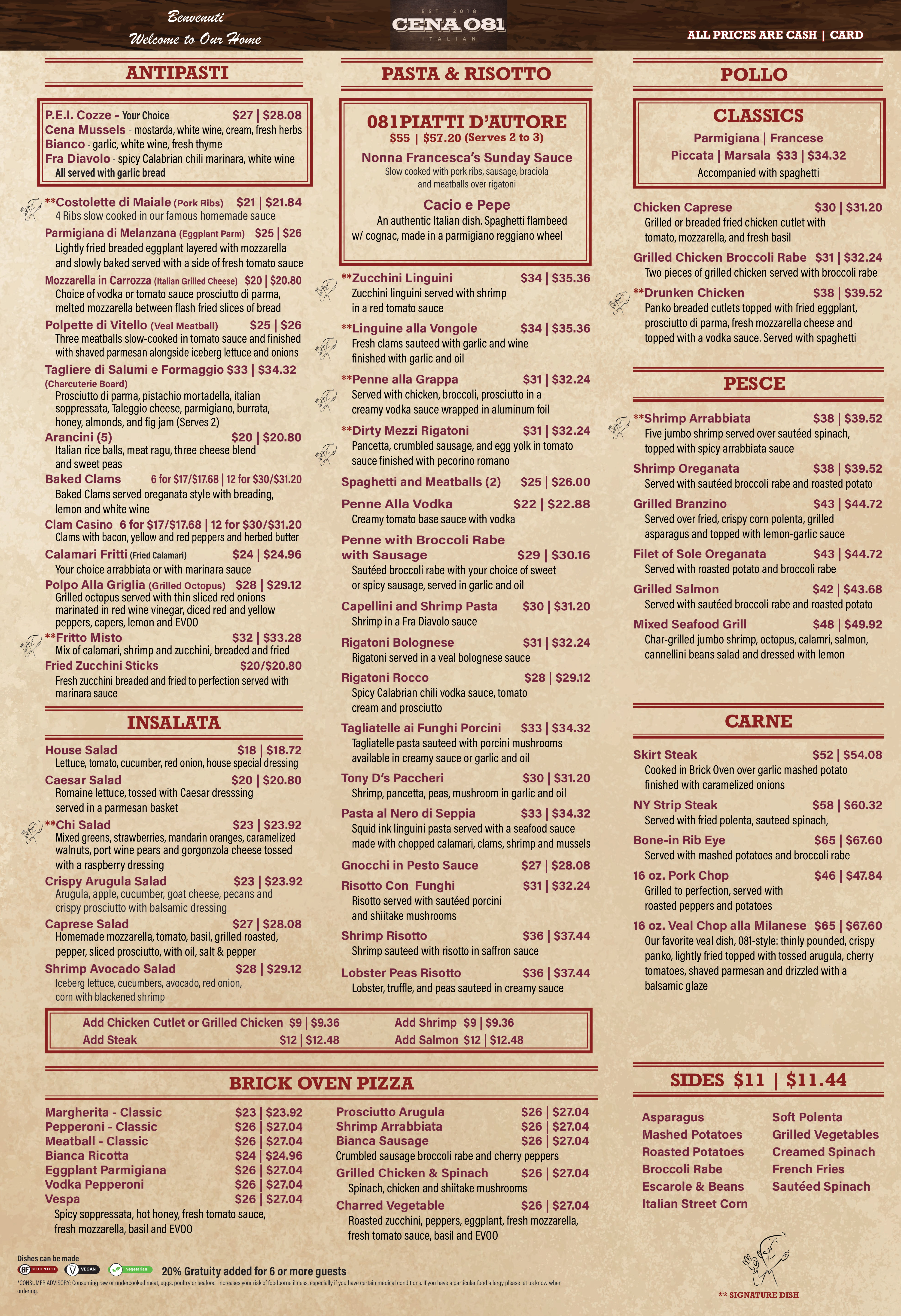 Main Menu Menu